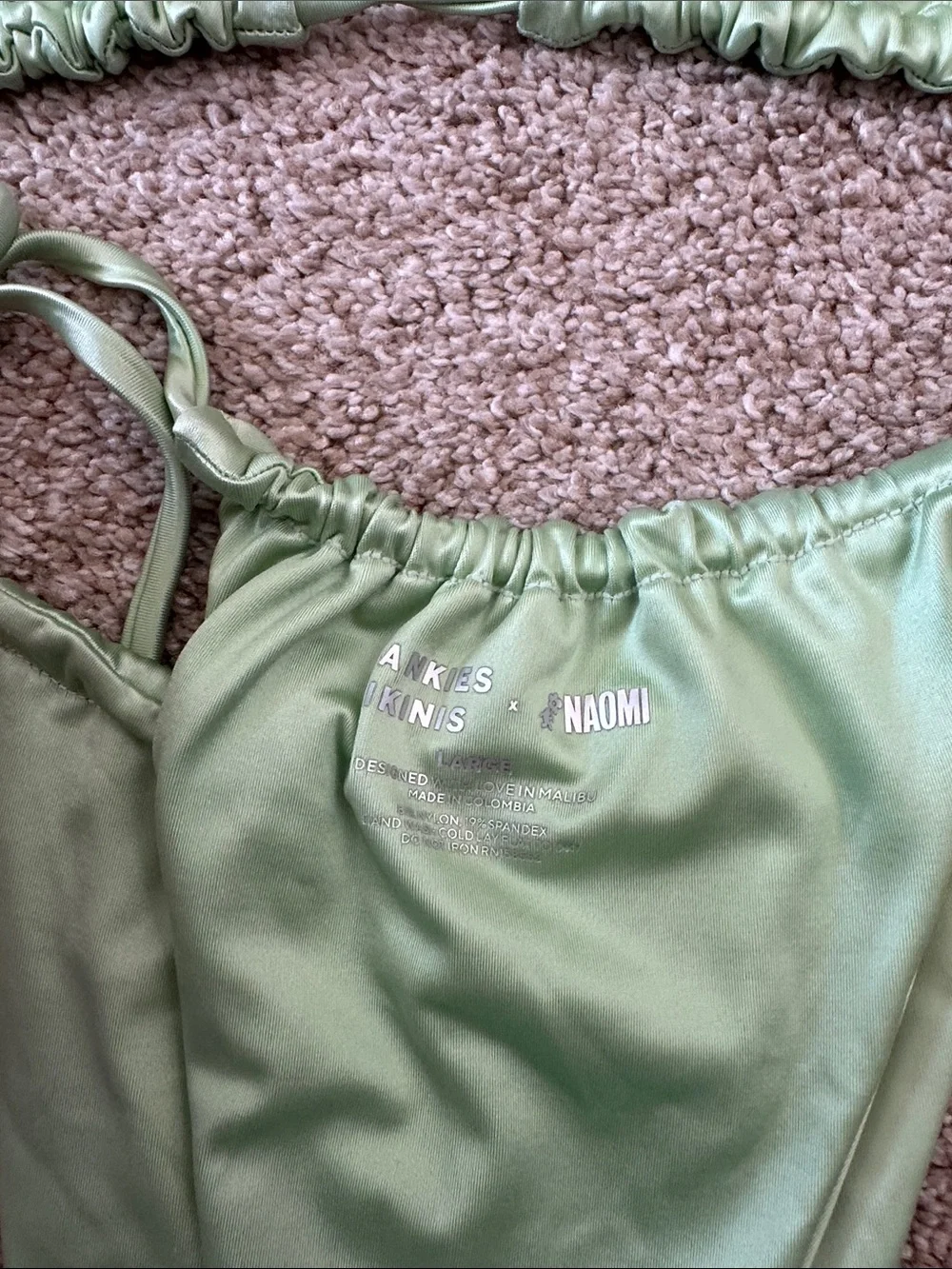 Frankie’s Bikinis set x Naomi Osaka satin green honeydew